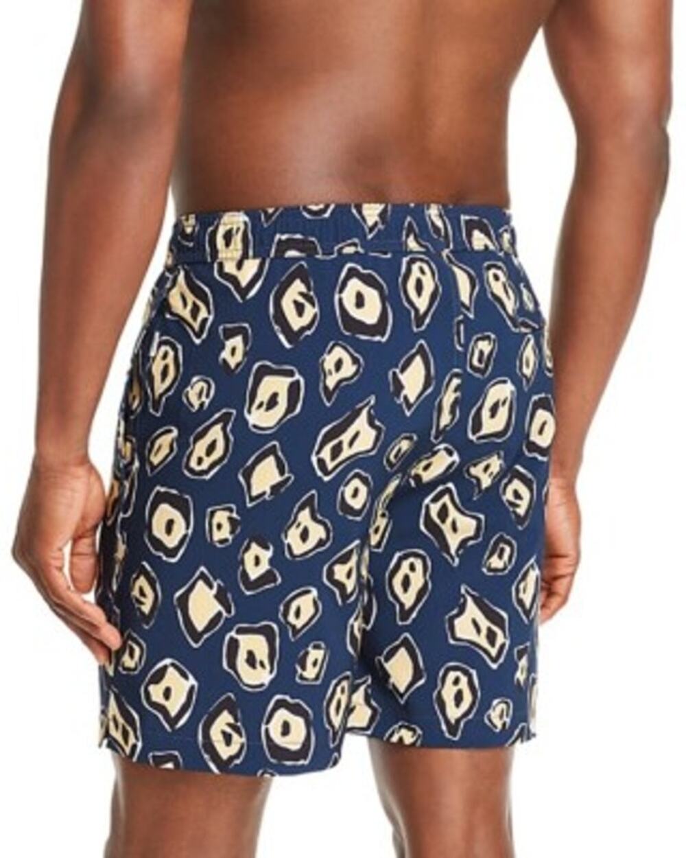 Onia Navy Abstract leapoard mesh lining The Charles Swim trunks Men's size XL